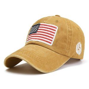 USA Flag Embroidered Vintage Cotton Baseball Cap | American Flag Distressed Hat